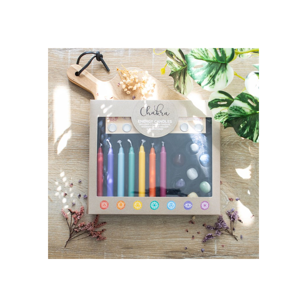 Chakra Energy Candle and Crystal Gift Set