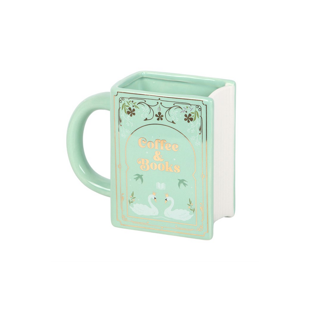 Coffee and Books Green Book Shaped Mug
