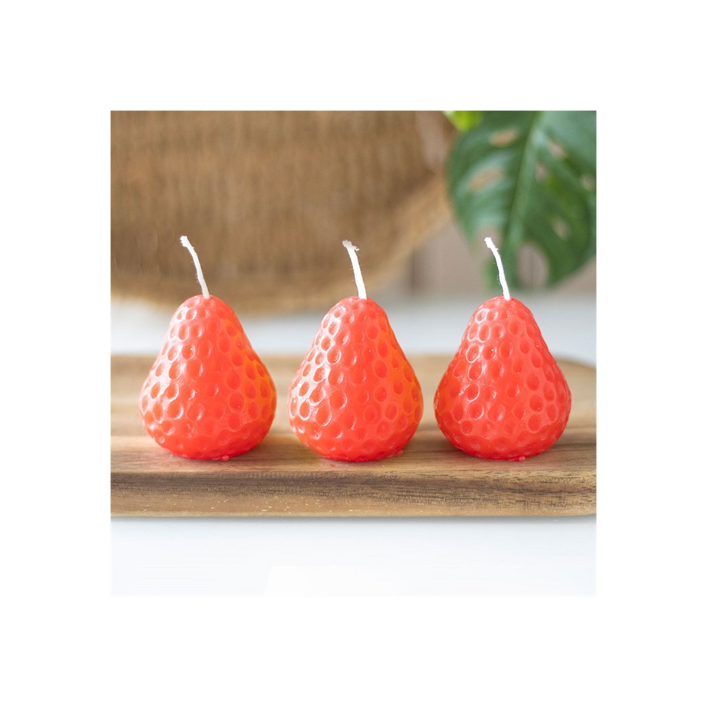 Set of 3 Strawberry Shaped Candles