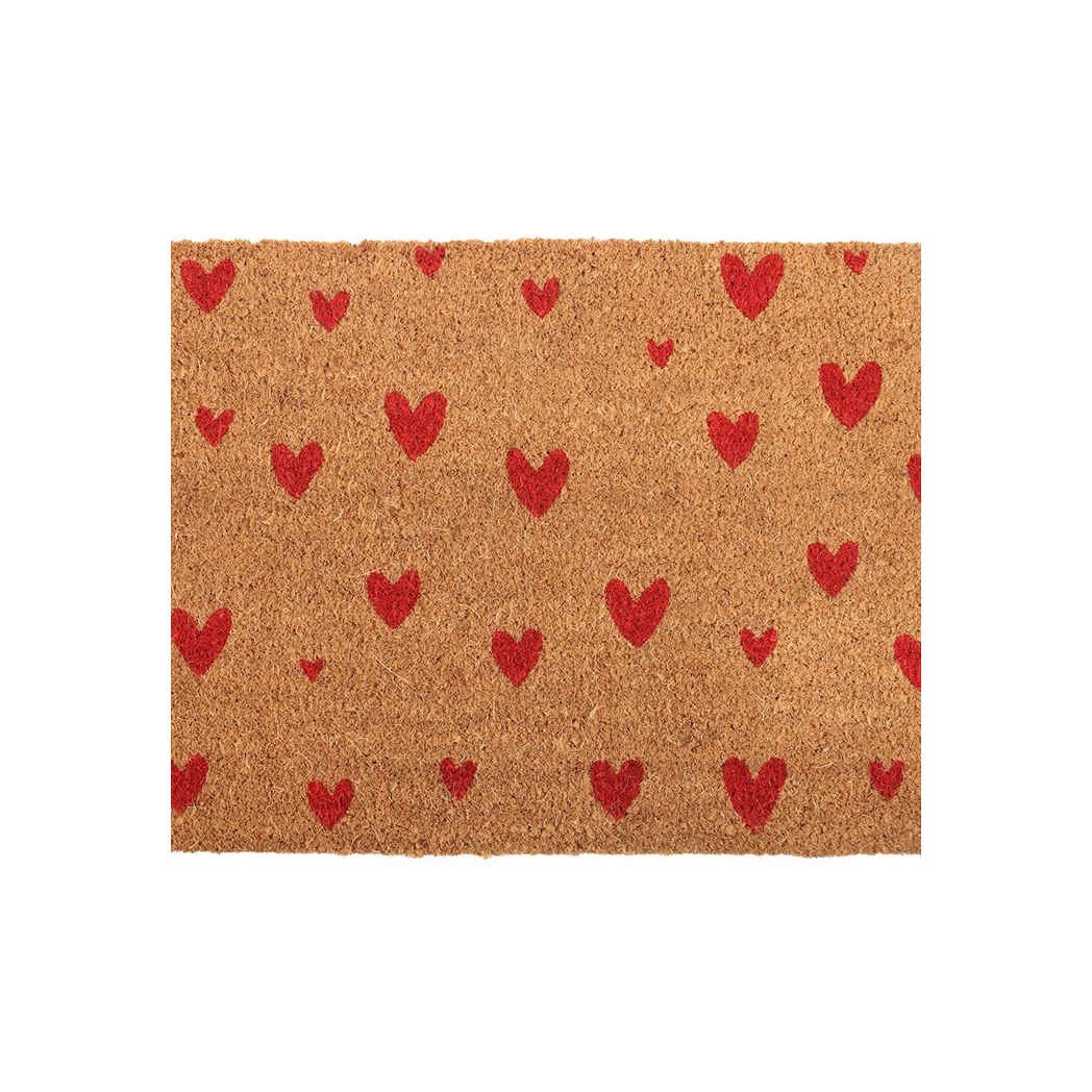 Natural Red Love Heart Doormat
