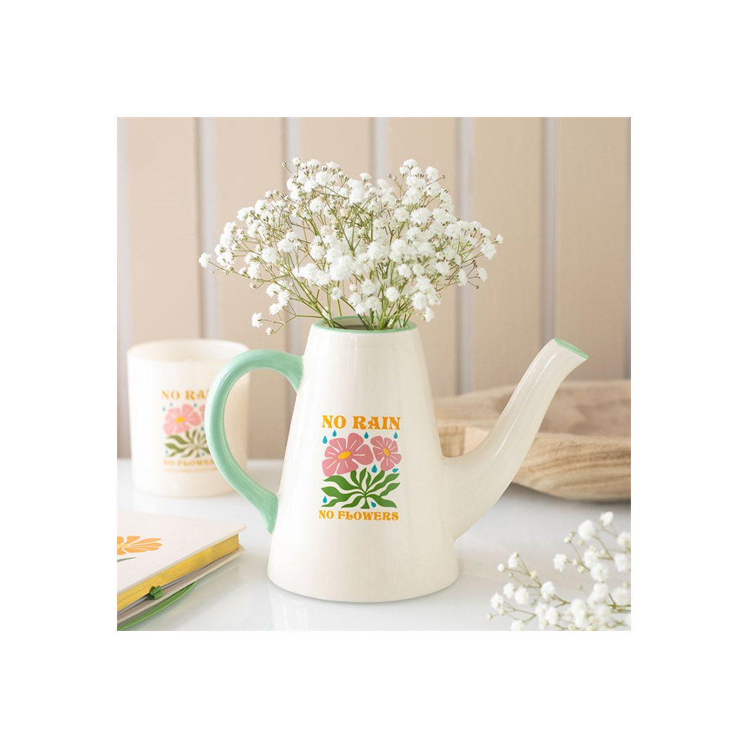 No Rain, No Flowers Ceramic Watering Can / Vase