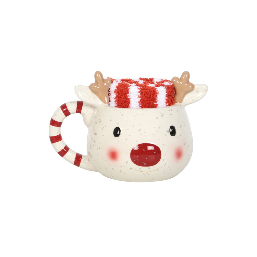 Rudolph Reindeer Mug and Socks Set