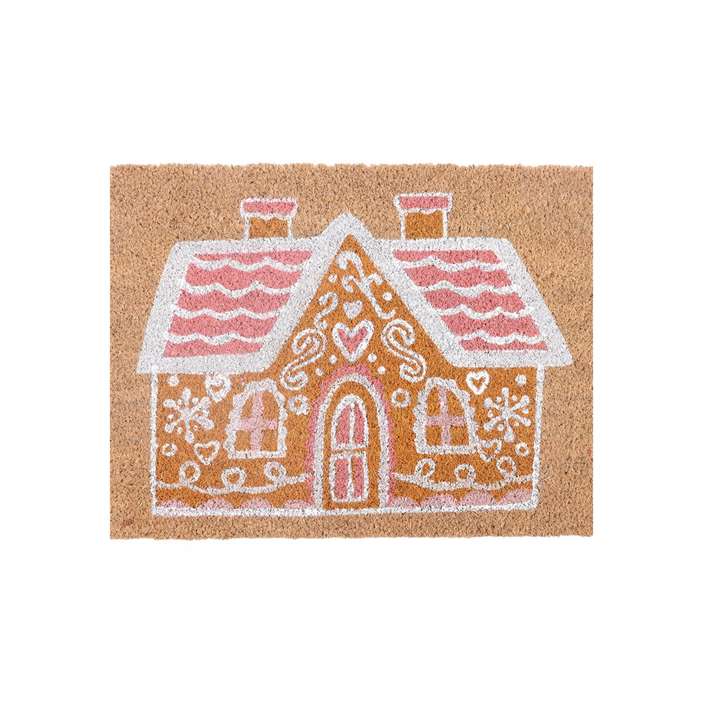 Natural Pink Gingerbread House Doormat