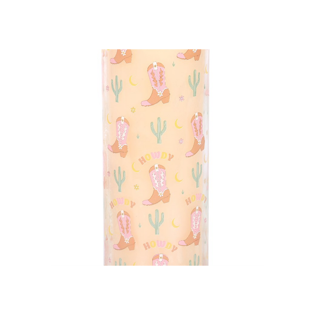 Howdy Cowboy Boot Print Floral Tube Candle