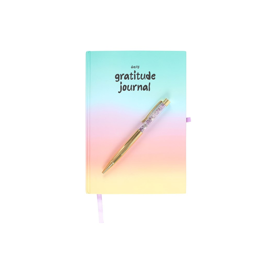 Multicoloured Gratitude Journal with Amethyst Pen