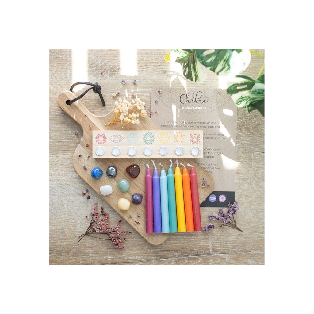 Chakra Energy Candle and Crystal Gift Set