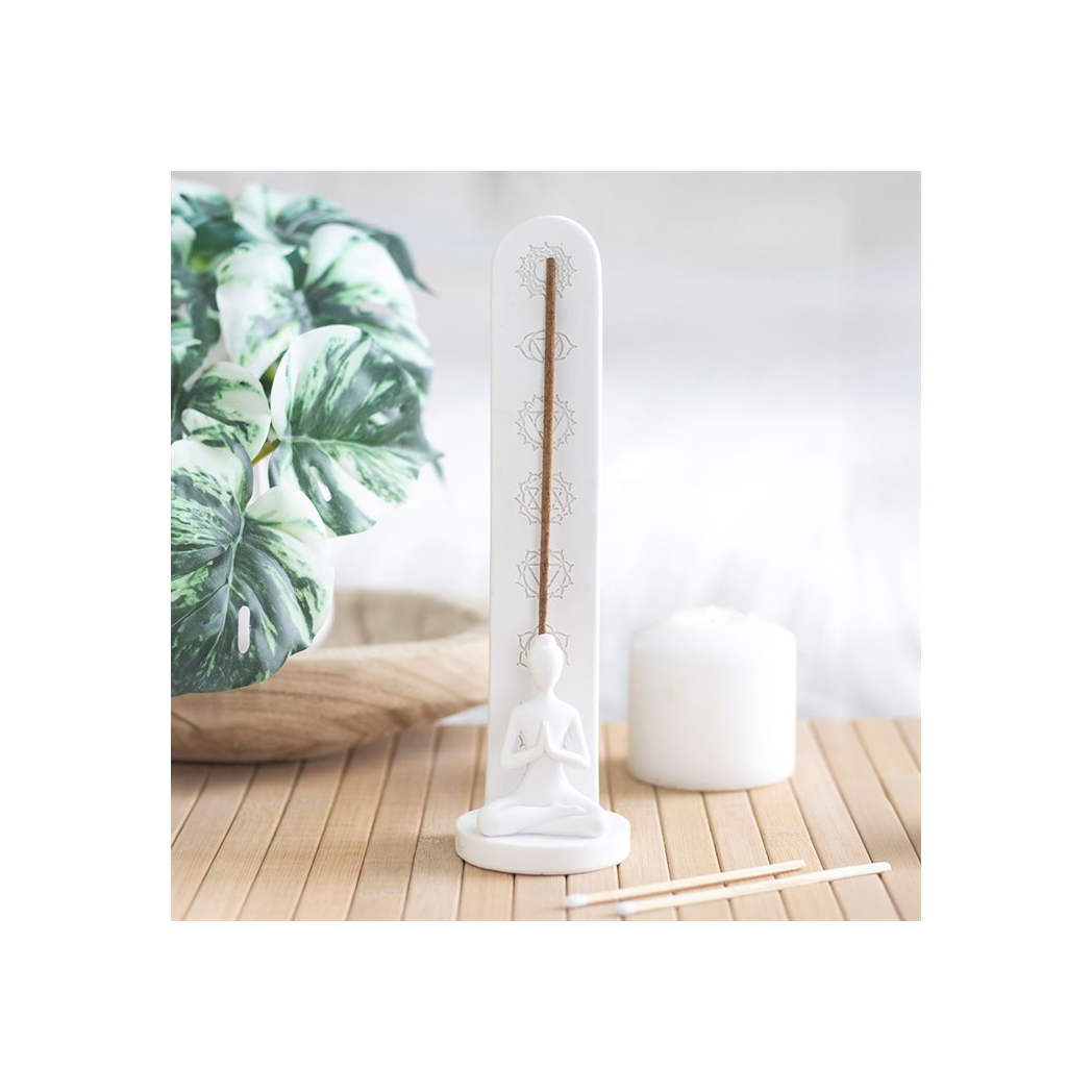 White Chakra and Yoga Pose Incense Stick Holder