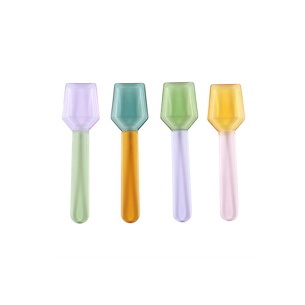Set of 4 Pastel Glass Dessert Spoons