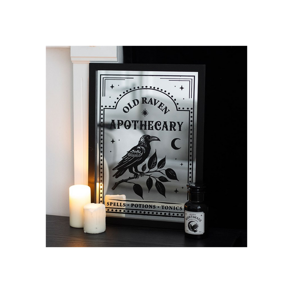 Old Raven Apothecary Mirrored Wall Art