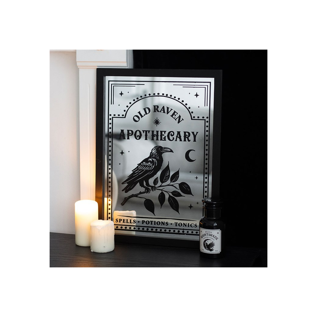 Old Raven Apothecary Mirrored Wall Art