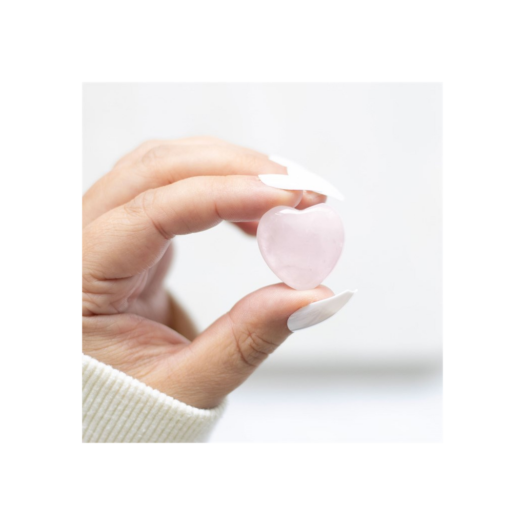 I Love You Rose Quartz Crystal Heart in a Bag