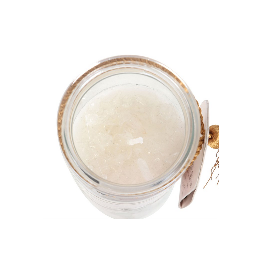 Athena Goddess Tube Candle with Clear Quartz Crystals