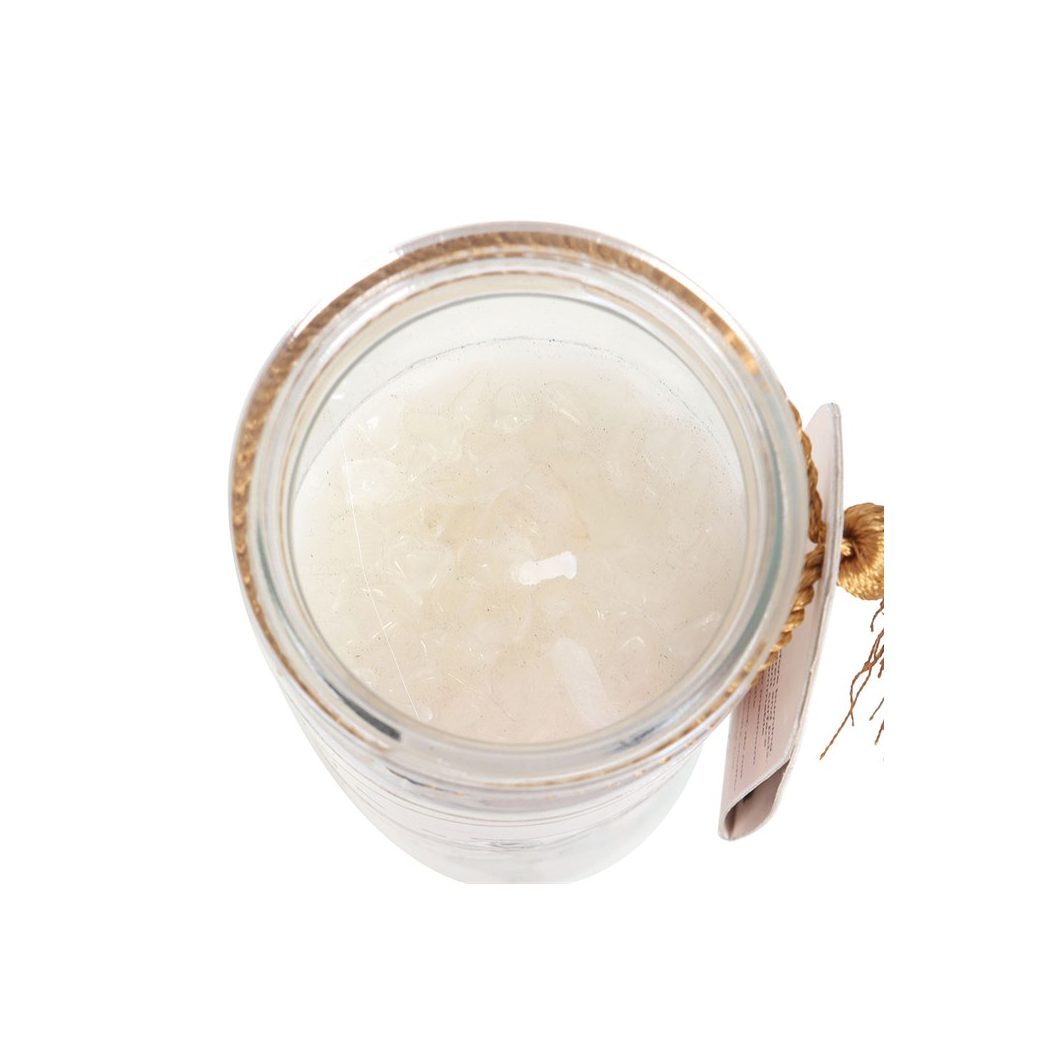 Athena Goddess Tube Candle with Clear Quartz Crystals