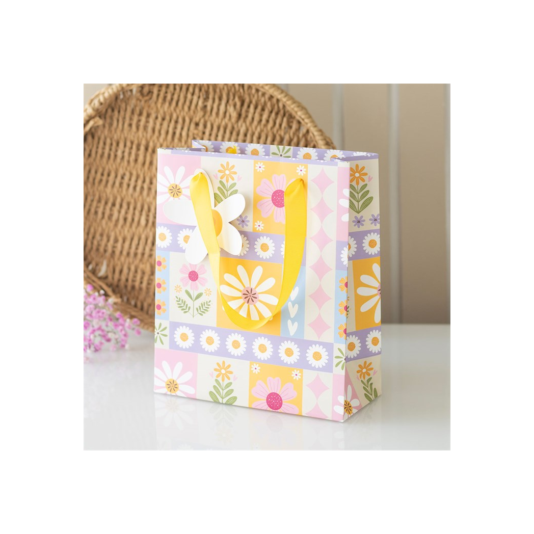 23cm Floral Patchwork Print Gift Bag