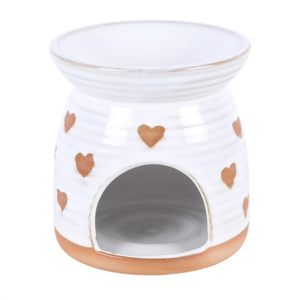 Beige Heart Print Oil Burner