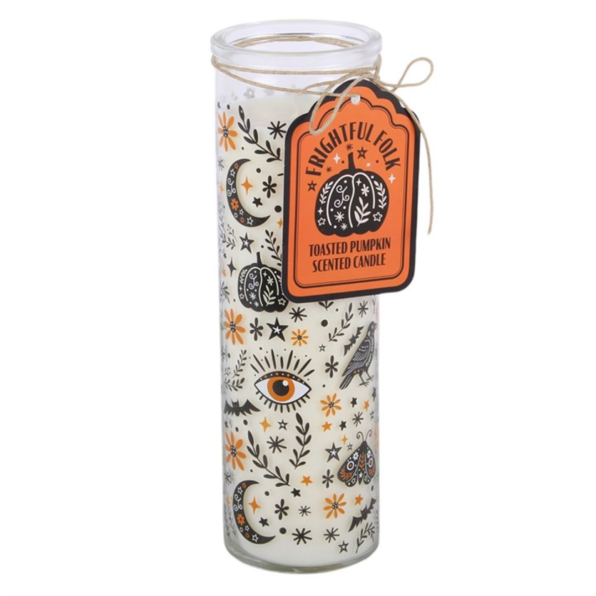 Frightful Folk Print Toasted Pumpkin Scented Tube Candle