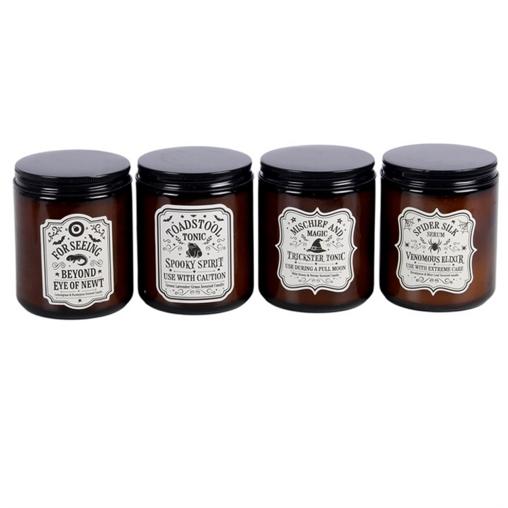 Set of 4 Witch's Apothecary Amber Jar Candles