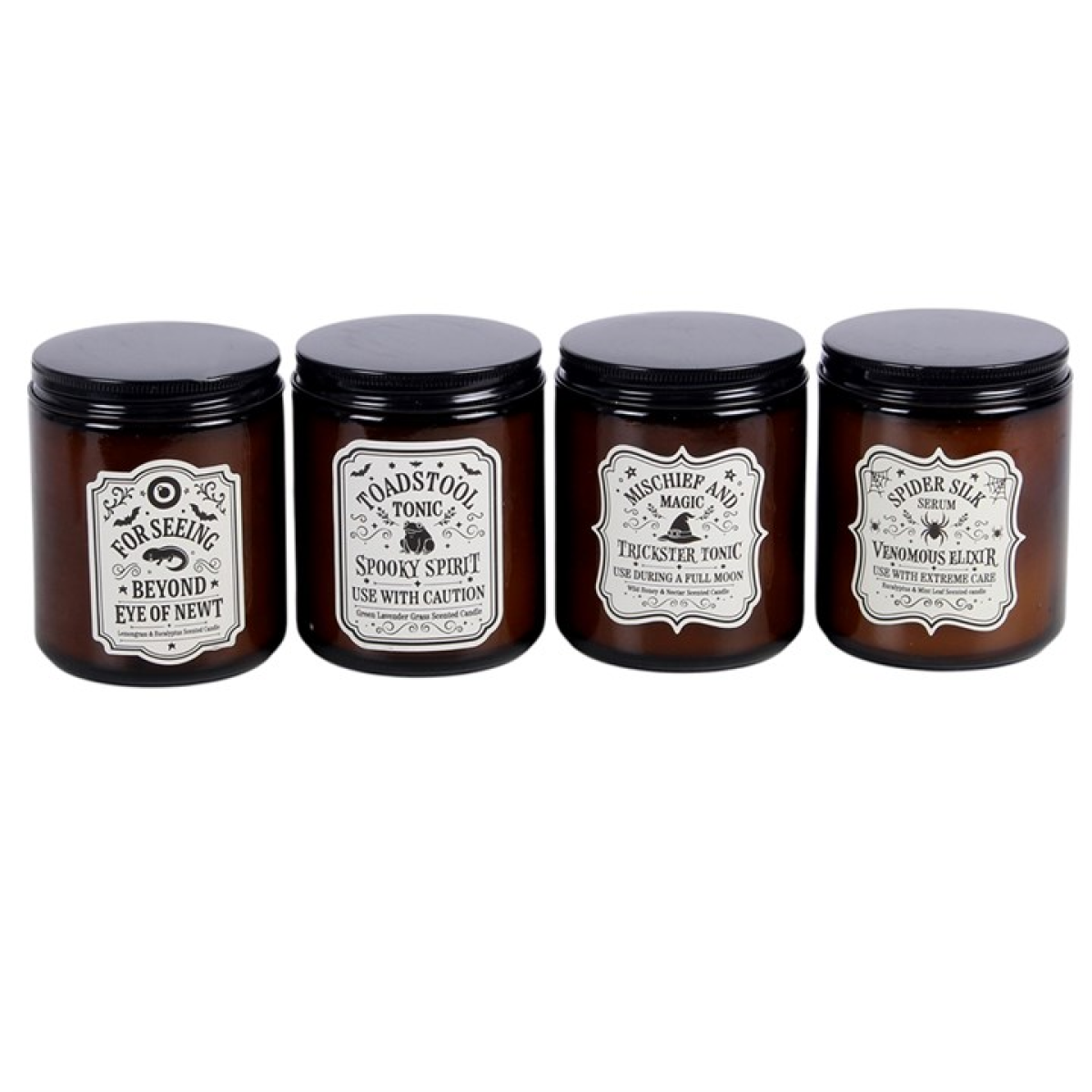 Set of 4 Witch's Apothecary Amber Jar Candles
