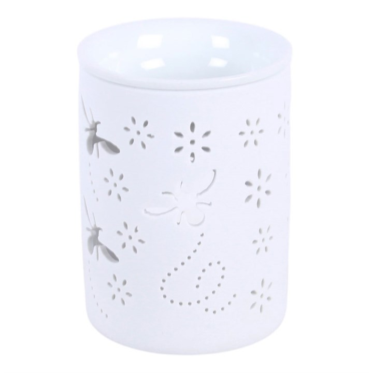 White Bee and Flower Cut Out Oil Burner and Wax Warmer