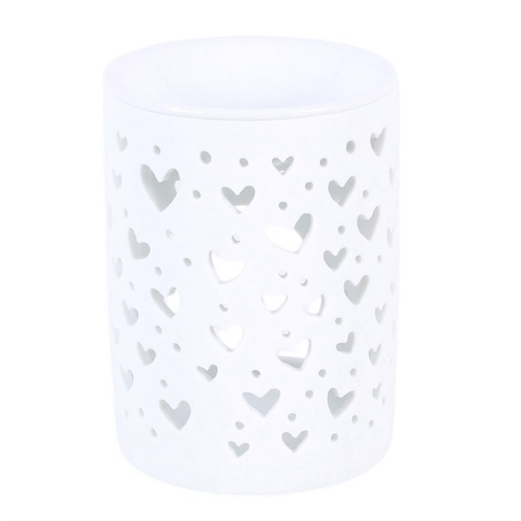 White Heart Cut Out Oil Burner and Wax Warmer