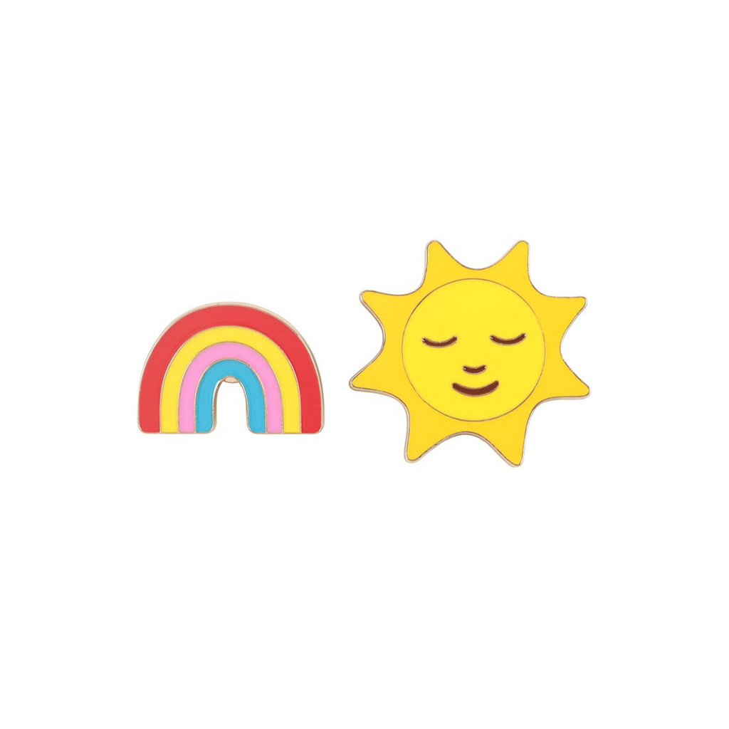 Set of 2 Rainbow and Sun Pin Badges