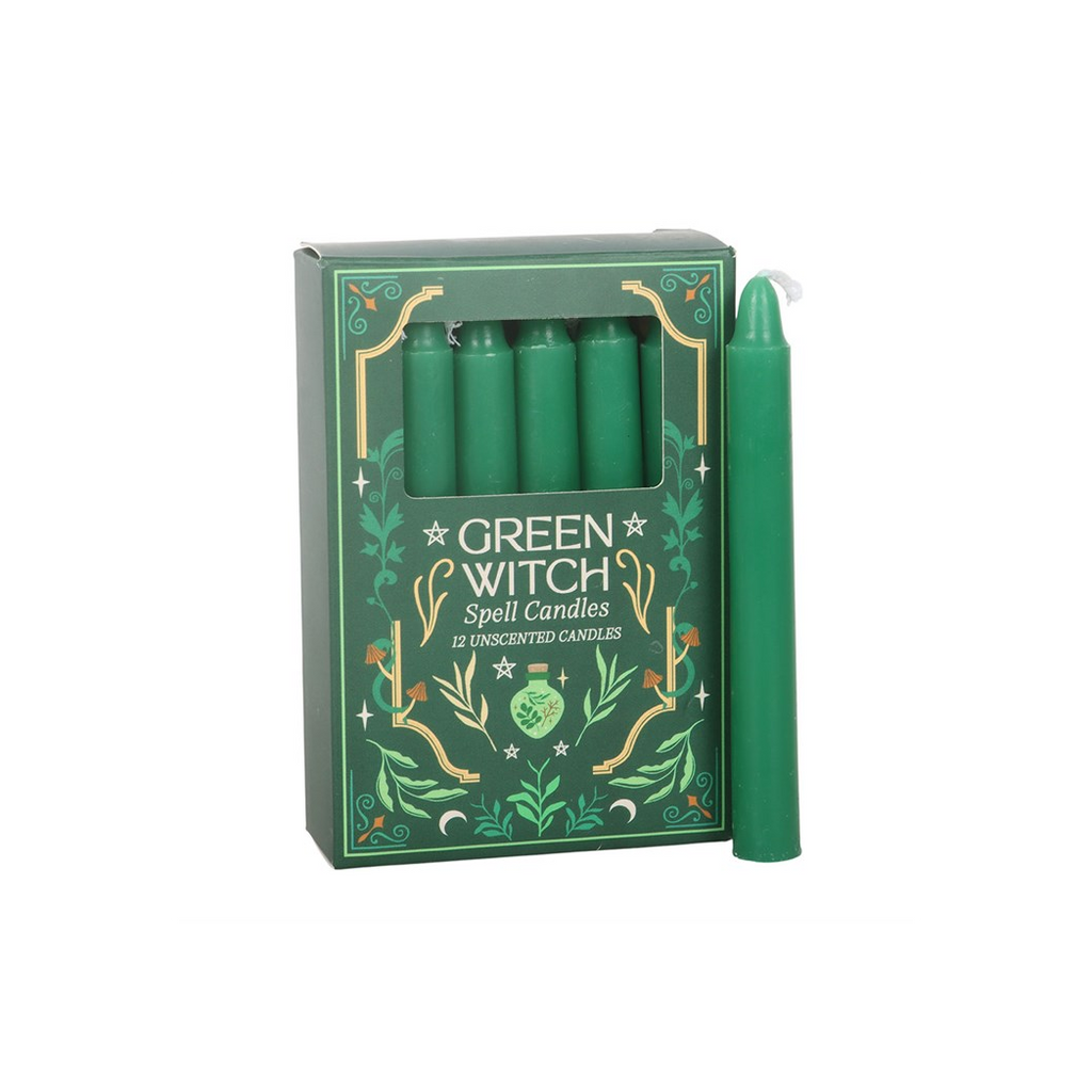 Pack of 12 Green Witch Spell Candles
