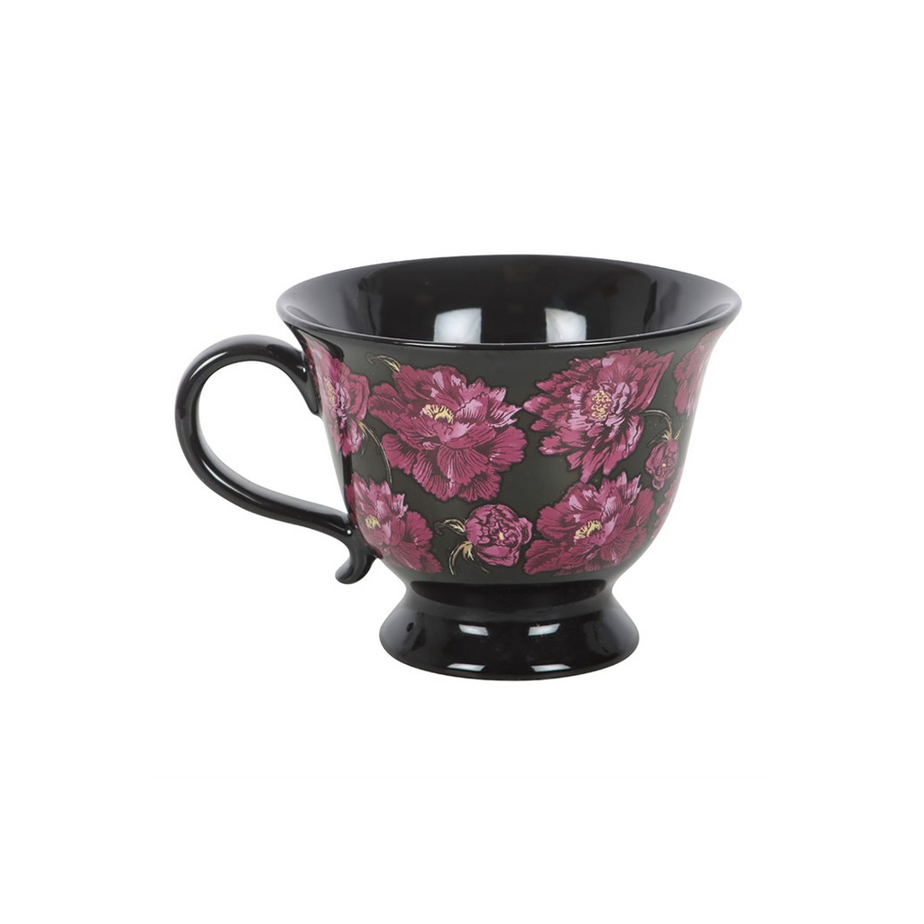 Dark Romance Floral Print Teacup