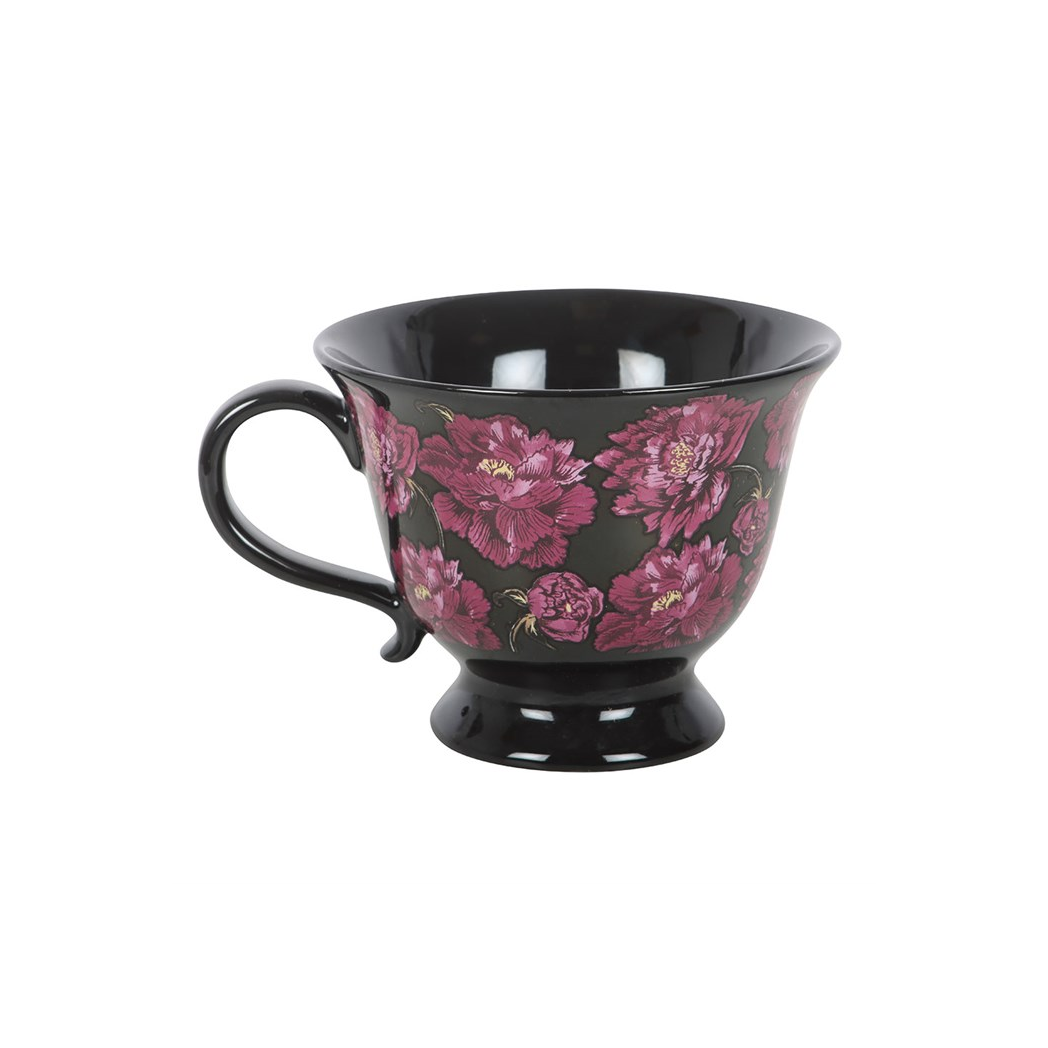Dark Romance Floral Print Teacup