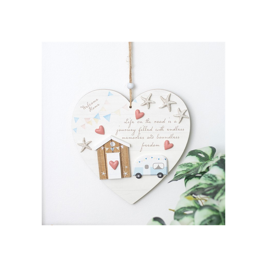 Life on the Road Shell Caravan Hanging Heart