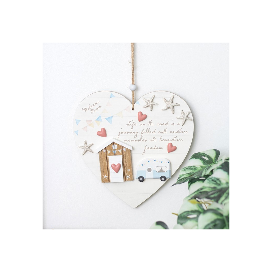 Life on the Road Shell Caravan Hanging Heart