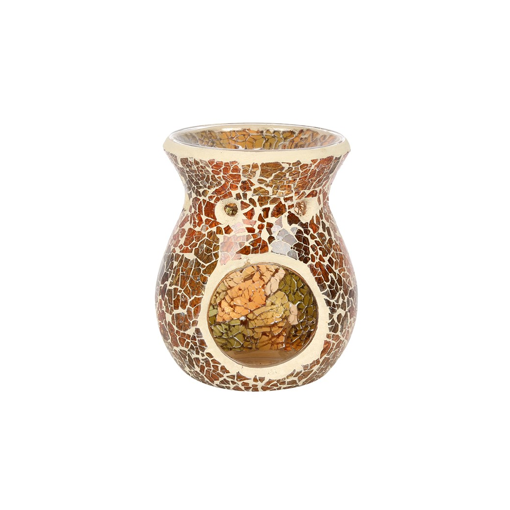 Small Brown Crackle Oil Burner and Wax Warmer