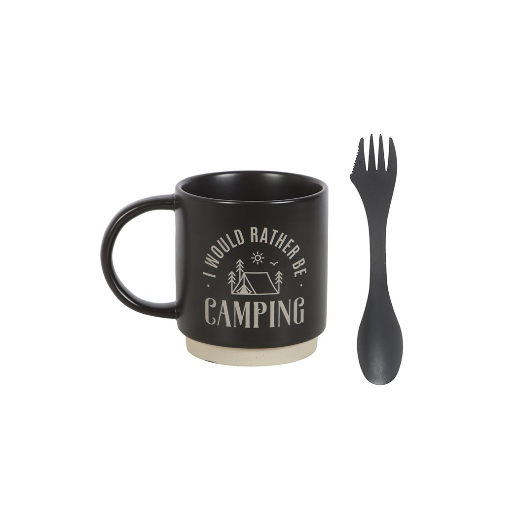 I Would Rather Be Camping Mug with 3-in-1 Spork