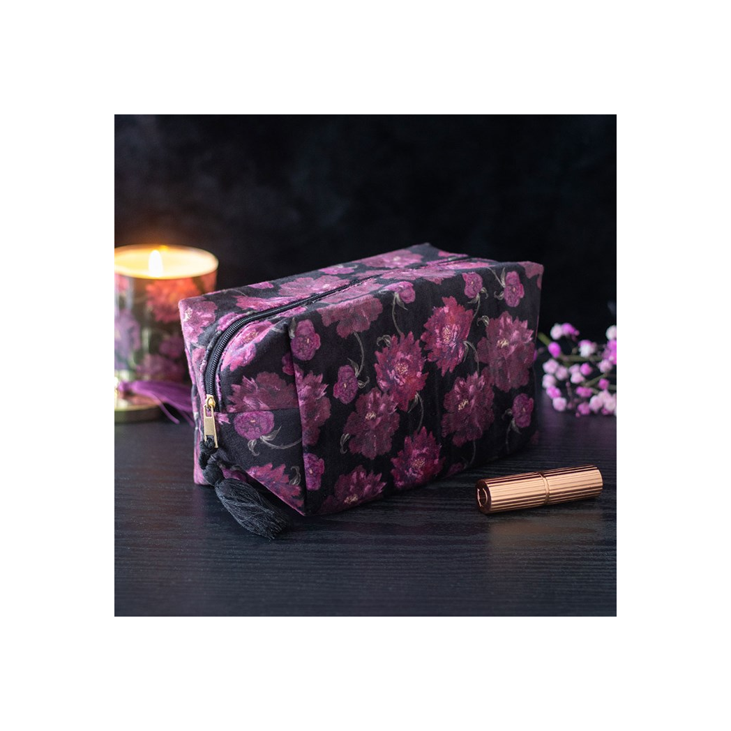 Dark Romance Floral Print Makeup Bag