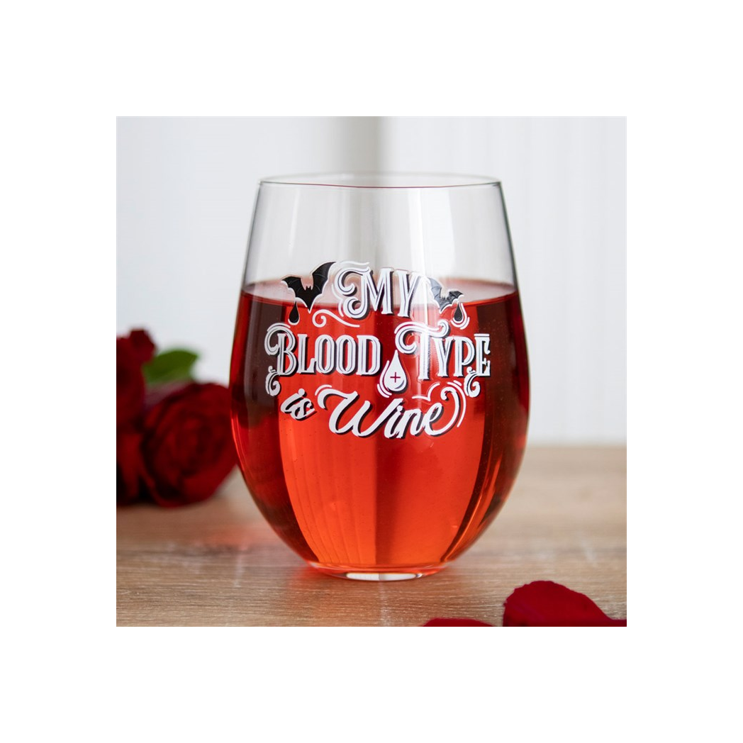 My Blood Type is Wine Stemless Wine Glass