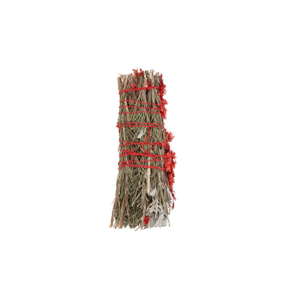 6in Ritual Wand Smudge Stick with Rosemary, Sage and Red Jasper