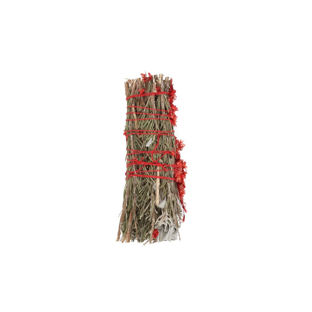 6in Ritual Wand Smudge Stick with Rosemary, Sage and Red Jasper