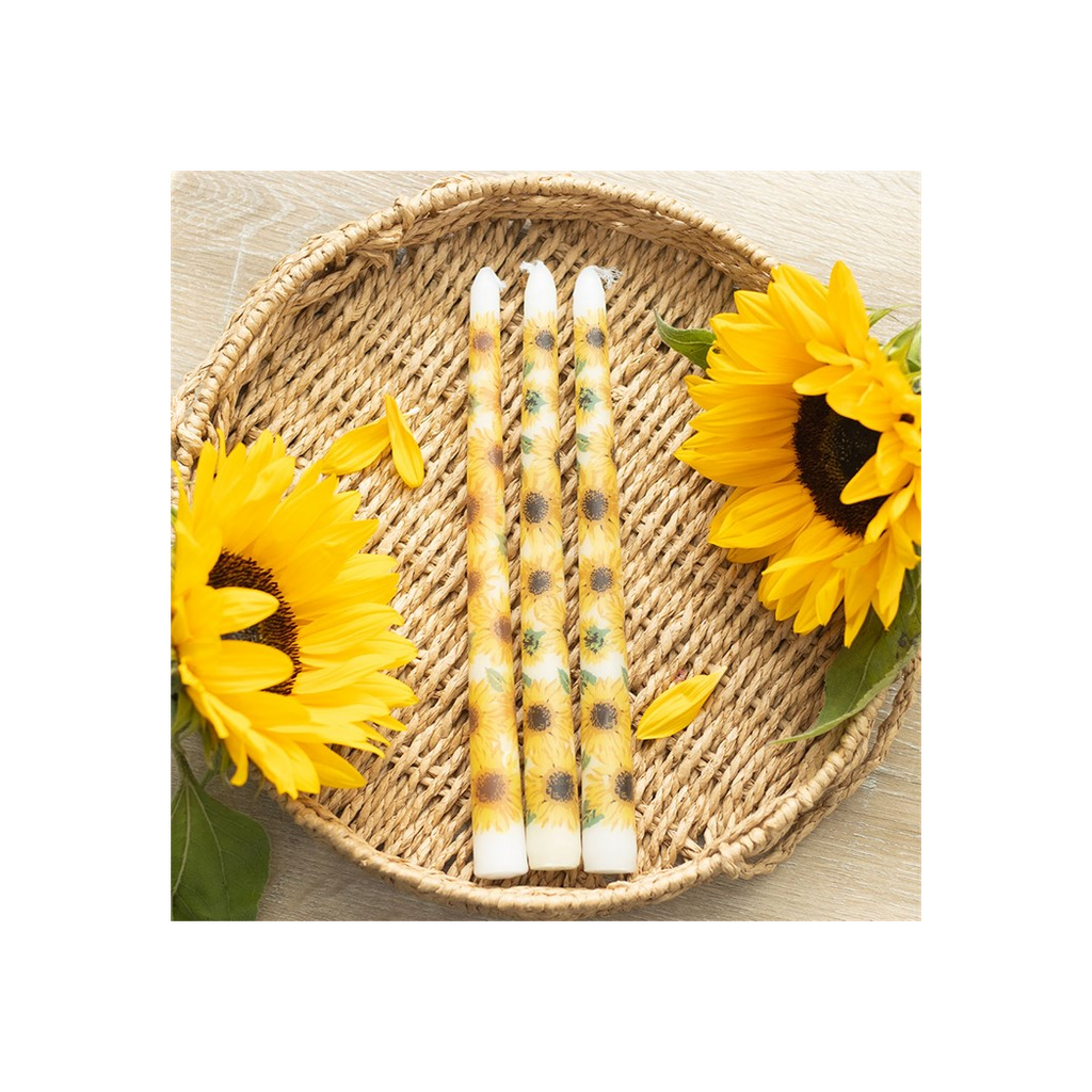 Set of 3 Sunflower Taper Candles