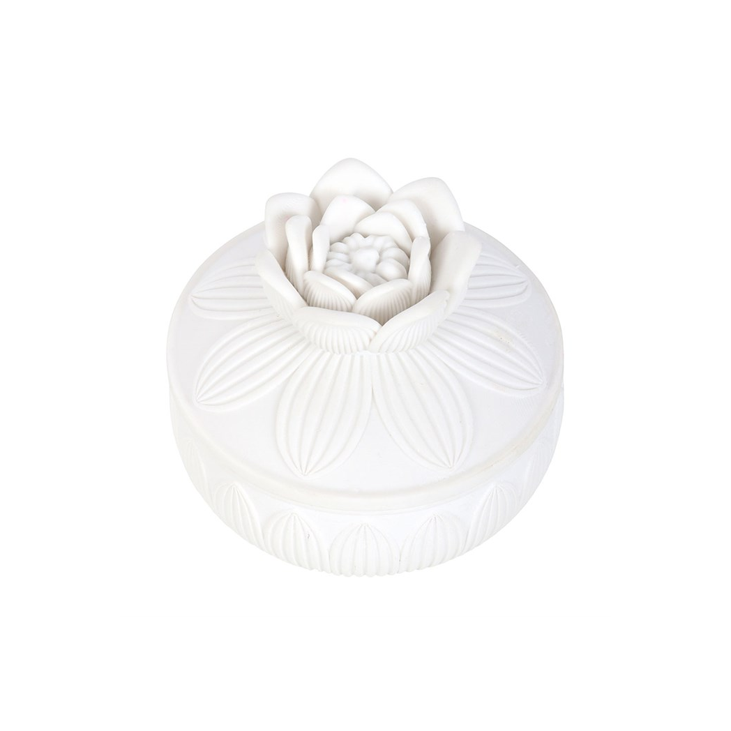 White Lotus Flower Trinket Box