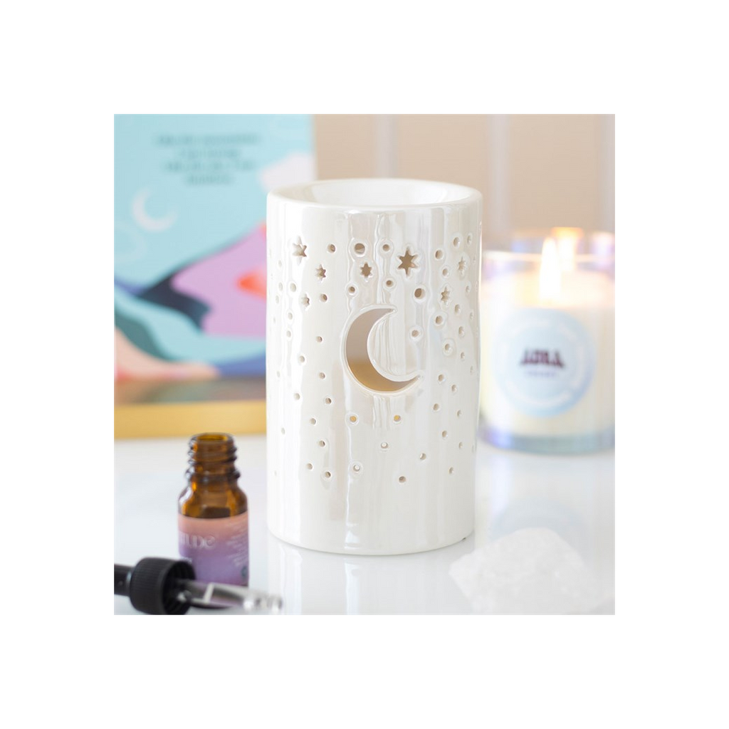 Iridescent White Moon Pillar Oil Burner