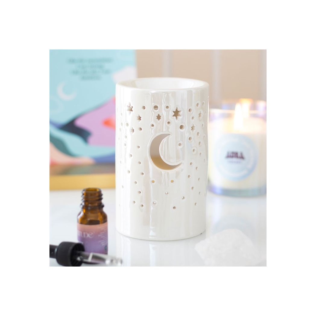 Iridescent White Moon Pillar Oil Burner