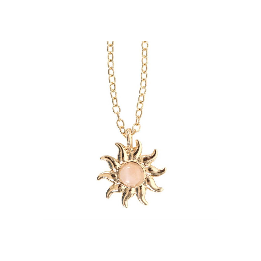 The Sun Celestial Rose Quartz Necklace Card