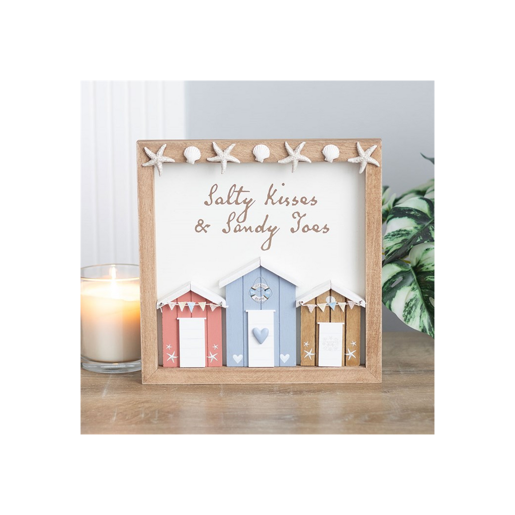 Salty Kisses 3D Shell Beach Hut Plaque