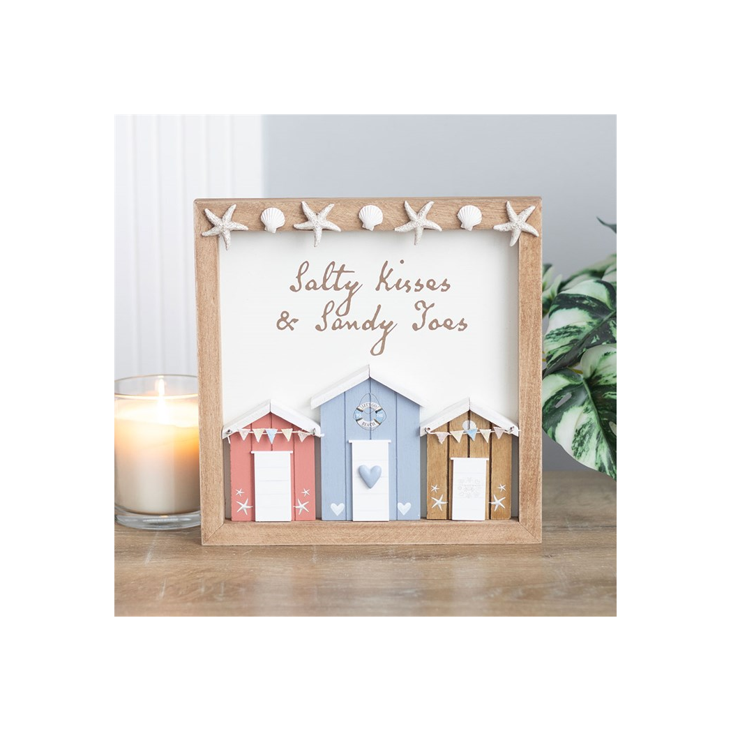 Salty Kisses 3D Shell Beach Hut Plaque