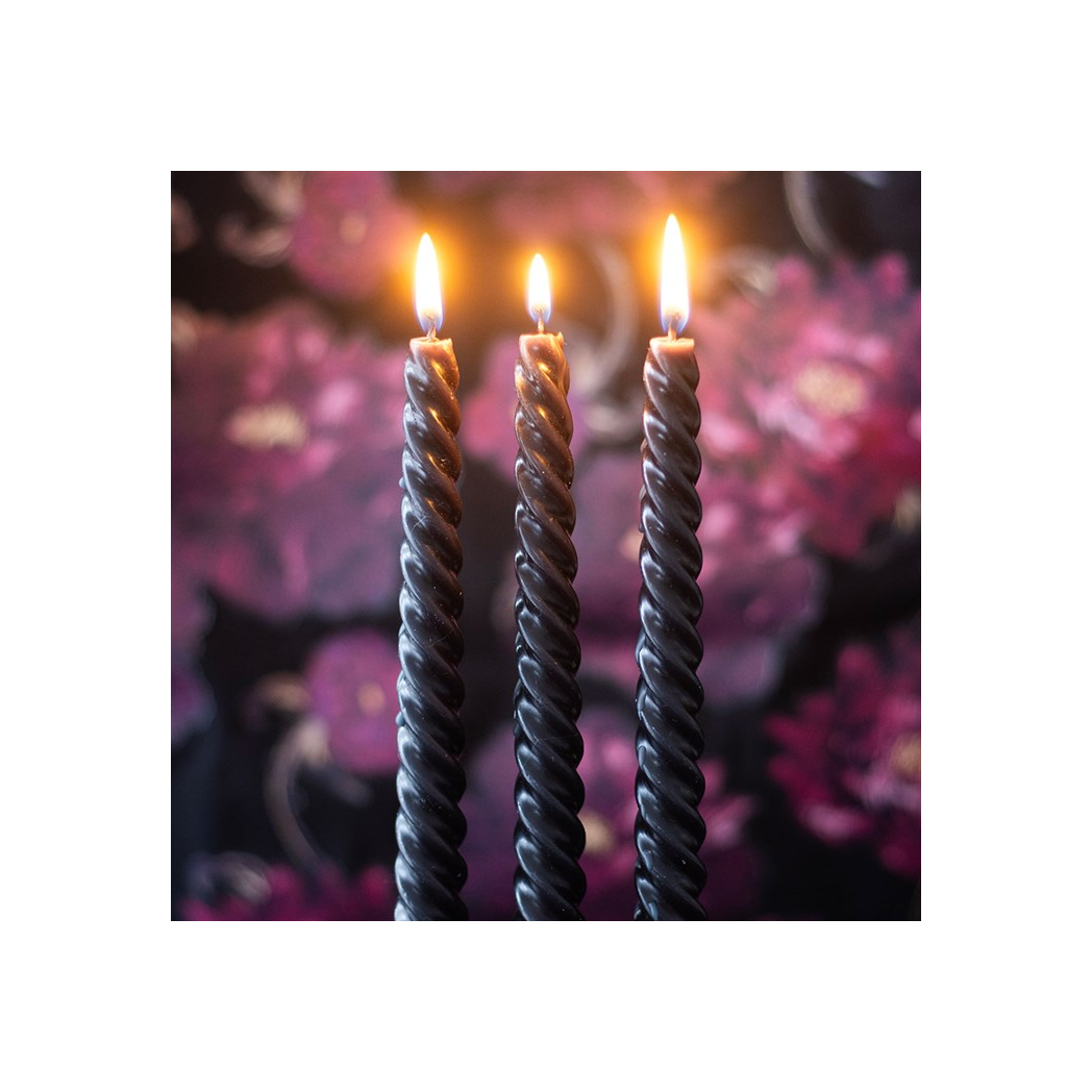 Set of 3 Dark Romance Twist Taper Candles
