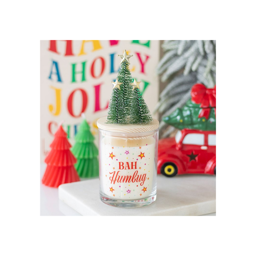 Bah Humbug Orange & Clove Glass Candle with Tree