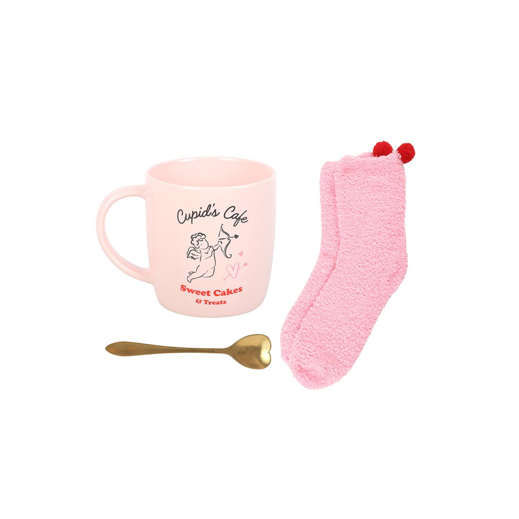 Cupid's Café Mug, Spoon and Socks Set