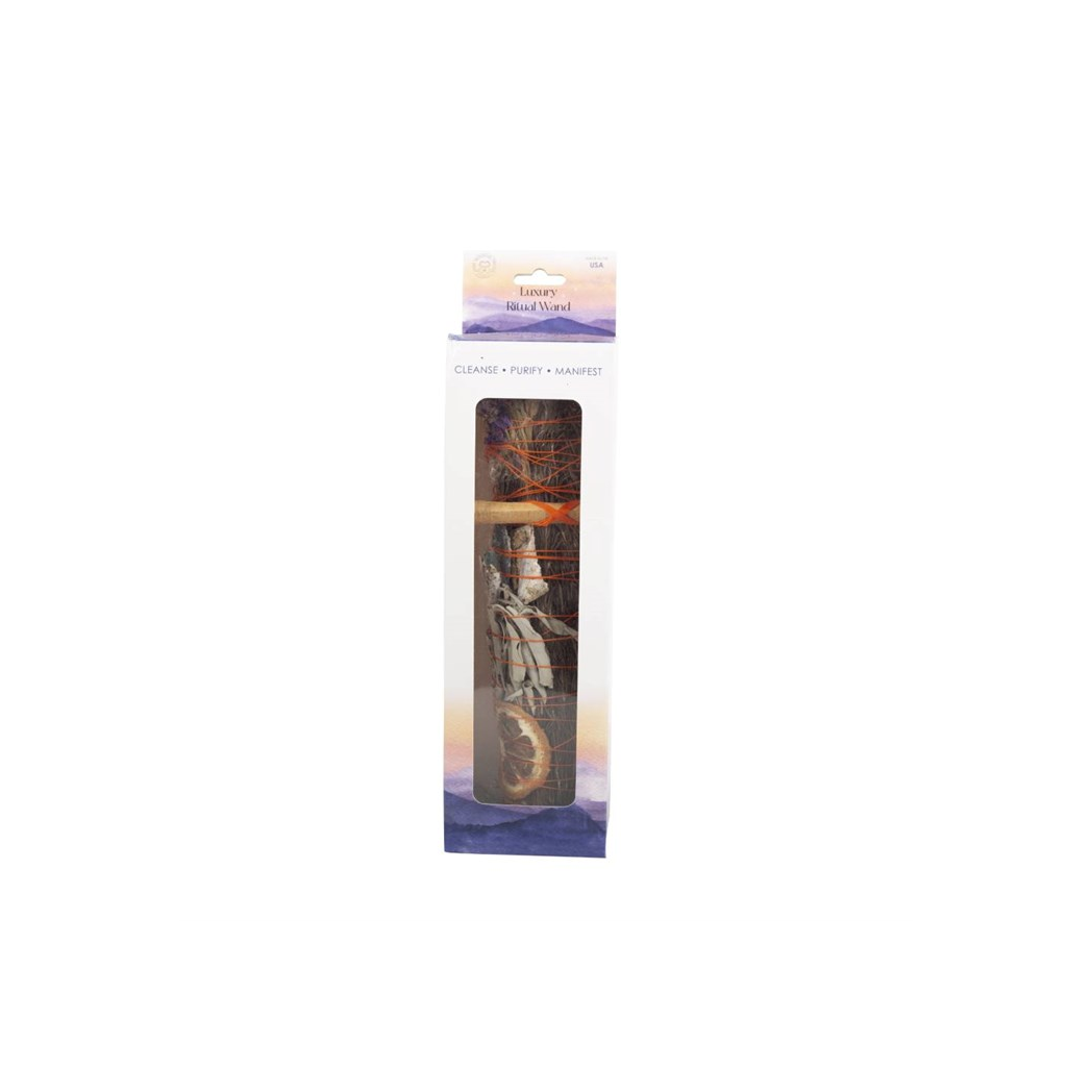 9in Ritual Wand Smudge Stick with Rosemary, Palo Santo and Aventurine