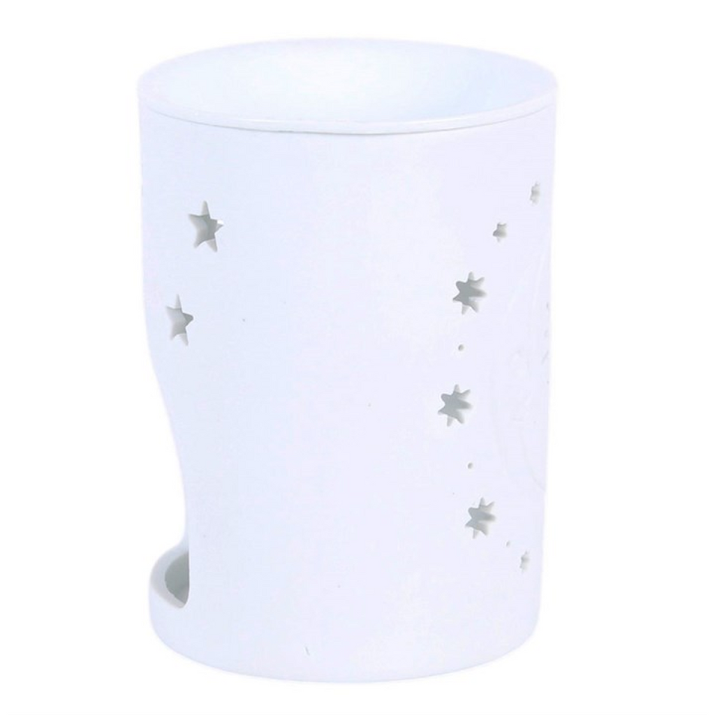 White Sun and Moon Cut Out Oil Burner and Wax Warmer