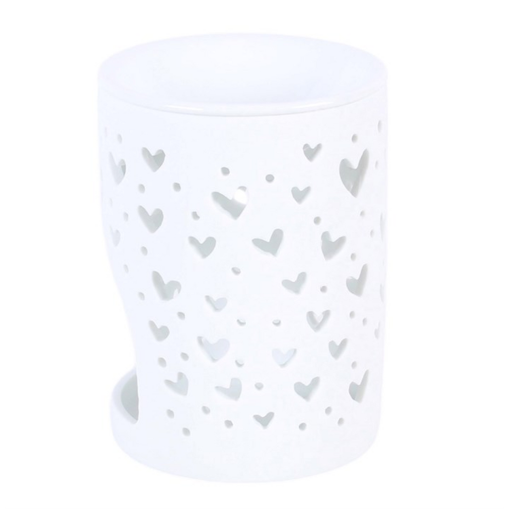 White Heart Cut Out Oil Burner and Wax Warmer