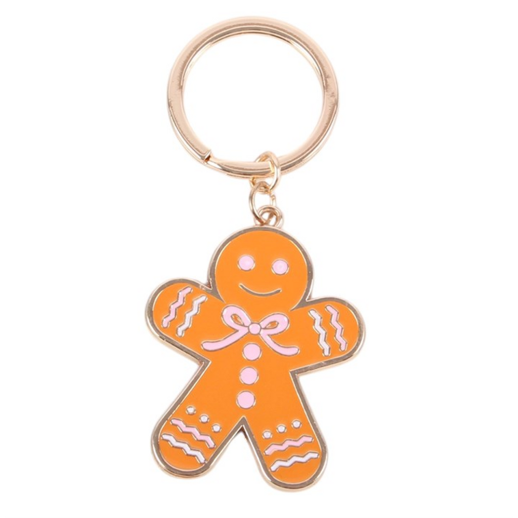Pink Bow Gingerbread Man Keyring